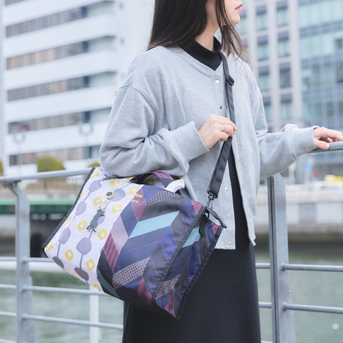 保護ネコ支援 洗える2wayスクエアトート【aoneco×SYABON】WH×NAVY 寄付  