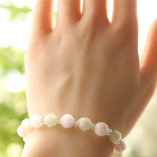 ☆プレミアムブレス☆クンツァイト：10ミリ＆ヒデナイト：8ミリ（丸玉