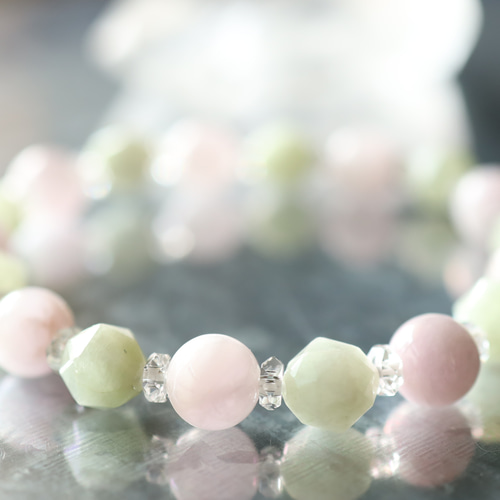 ☆プレミアムブレス☆クンツァイト：10ミリ＆ヒデナイト：8ミリ（丸玉