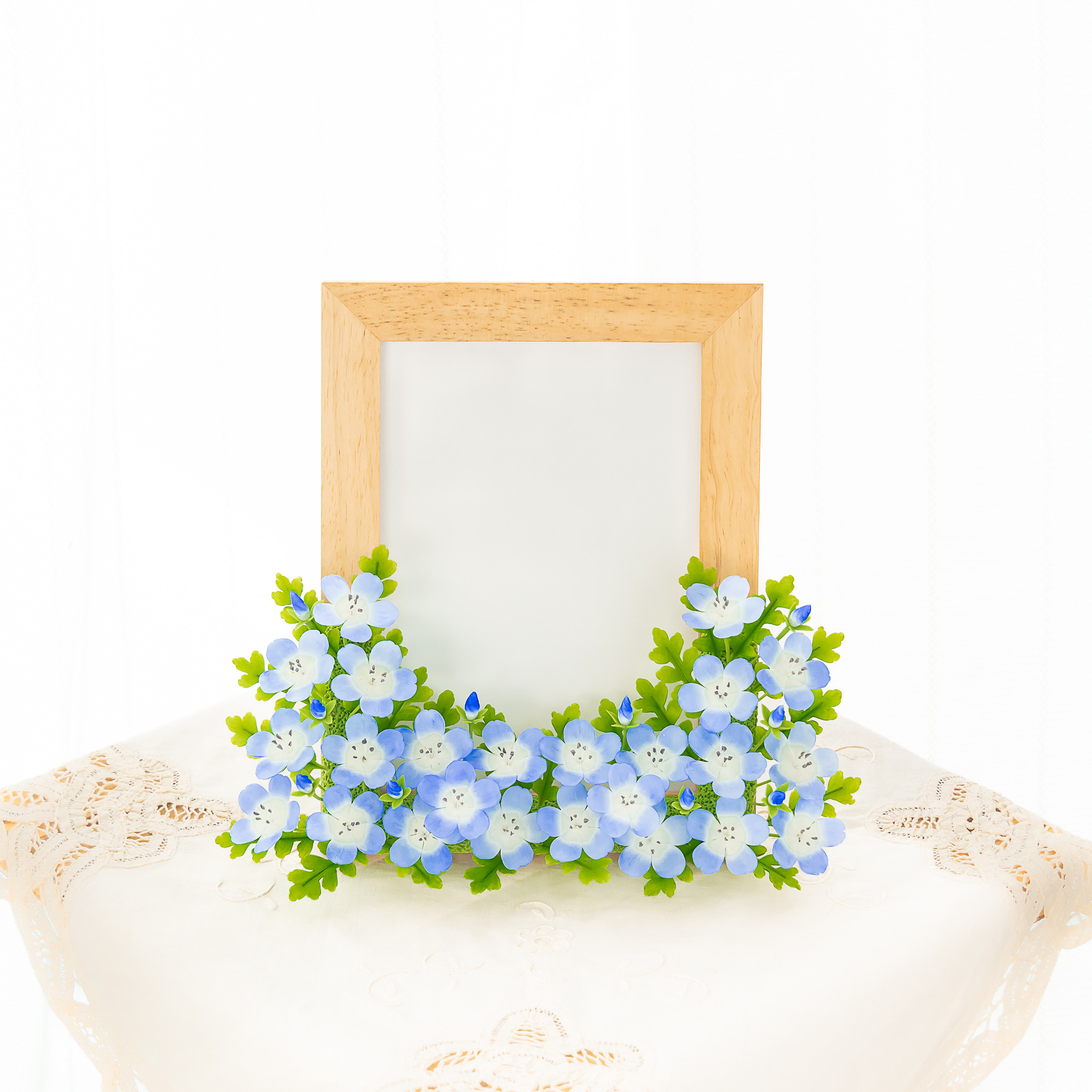 【受注】ネモフィラのフォトフレーム　2L判縦置き　写真立て　フォトスタンド