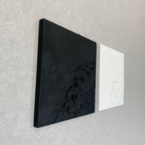 モダンアート 24×24㎝ 2枚set テクスチャーアート モノトーン