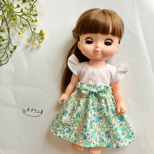 水色ドッキングワンピース＊ドール服 ソランちゃん ソランちゃん服
