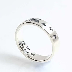 ☆猫と名前とモチーフと・・・シルバー925平打ち猫リング　ヘア―ライン仕上げ 12枚目の画像