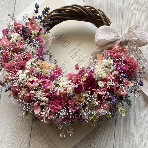 melody♪2点♡母の日の贈り物＆癒しのラベンダー♡フラワーリース♡造花 ドライフラワーのリース 〜ラベンダーとローズの香り〜 リース