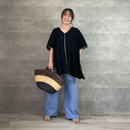 keep my closet 前後2wayドルマン袖 コットンリブチュニック