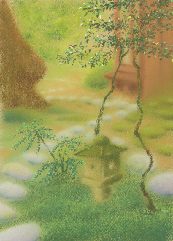 中村記念館・松風閣庭園（パステル画・マット紙付き） 2枚目の画像