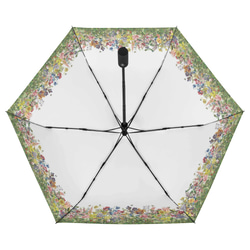 晴雨兼用、花の楽園 ボタニカル柄(ホワイト) 折りたたみ傘・日傘（外側プリント） 4枚目の画像