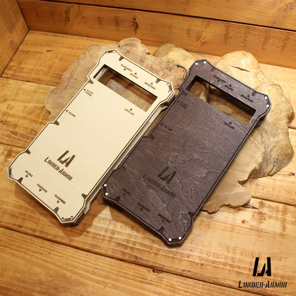 Pixel 7a ケース 木製 ウッド wood case 木 本革 耐衝撃 ハンドメイド LUNBER ARMOR 2枚目の画像