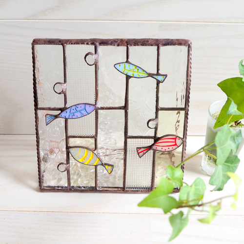 ステンドグラスのお魚パネル 一輪挿し・花瓶・花器 Unit Glass
