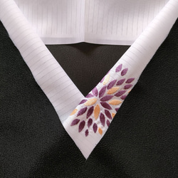 刺繍半衿 むじな菊 絽 2枚目の画像