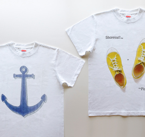 夏の福袋〜8/26★Tシャツ２点セット/海色の⚓︎⚓︎⚓︎ & Lemon syrups /160（kids）サイズ 1枚目の画像