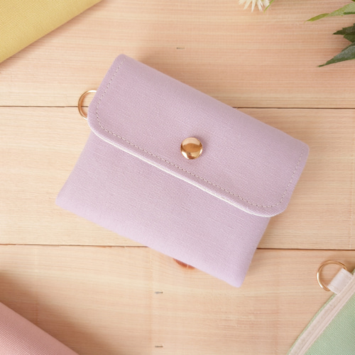 草花果樹のシンプルなミニ財布[軽量]＊ラベンダー＊パープル