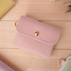 草花果樹のシンプルなミニ財布[軽量]＊ローズピンク＊ピンク 1枚目の画像