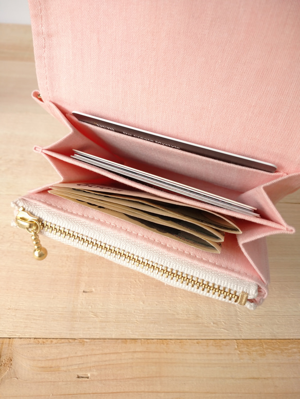 草花果樹のシンプルなミニ財布[軽量]＊ローズピンク＊ピンク 6枚目の画像