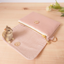 草花果樹のシンプルなミニ財布[軽量]＊ローズピンク＊ピンク 4枚目の画像