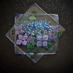 「額紫陽花 -gakuajisai-」GLASSブローチ　透明　アクセサリー　野草　野の花 3枚目の画像
