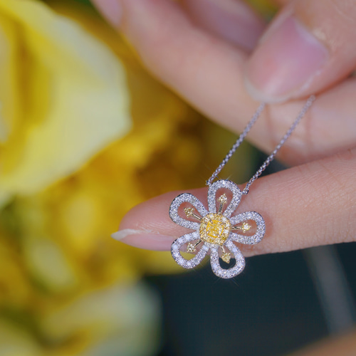 花モチーフ 天然ダイヤモンドペンダントトップk18 | angeloawards.com