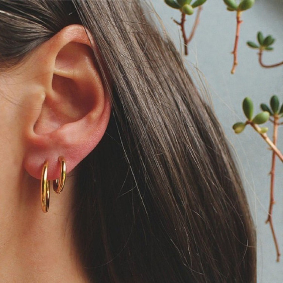 フープピアス サージカルステンレス316L 金属アレルギー対応 メンズ レディース 両耳用 14G 12G 10G 6枚目の画像