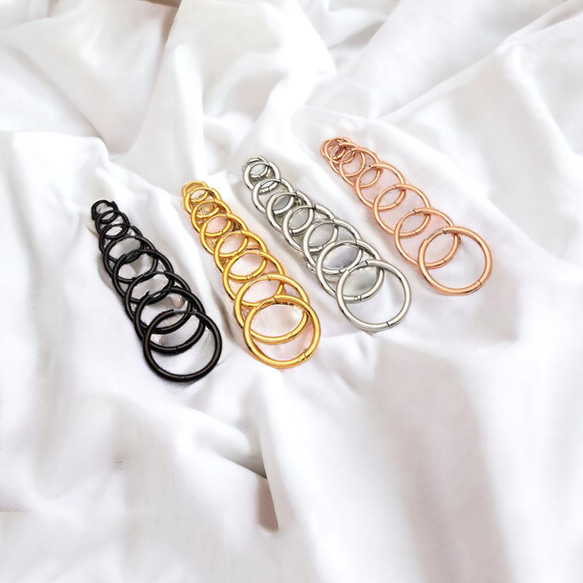 フープピアス サージカルステンレス316L 金属アレルギー対応 メンズ レディース 両耳用 14G 12G 10G 7枚目の画像