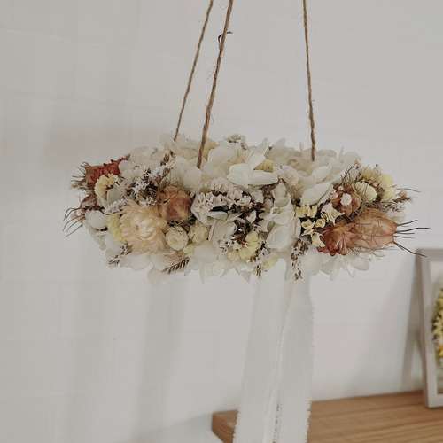 フライングリース Summer fly wreath〜夏のフライングリース◯ドライフラワー