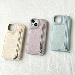 美品 しーちゃん iphone16promax ミラー付きカードケース ミラー付き iphone 17 16 15 14 13 ケース カード収納 ジップ