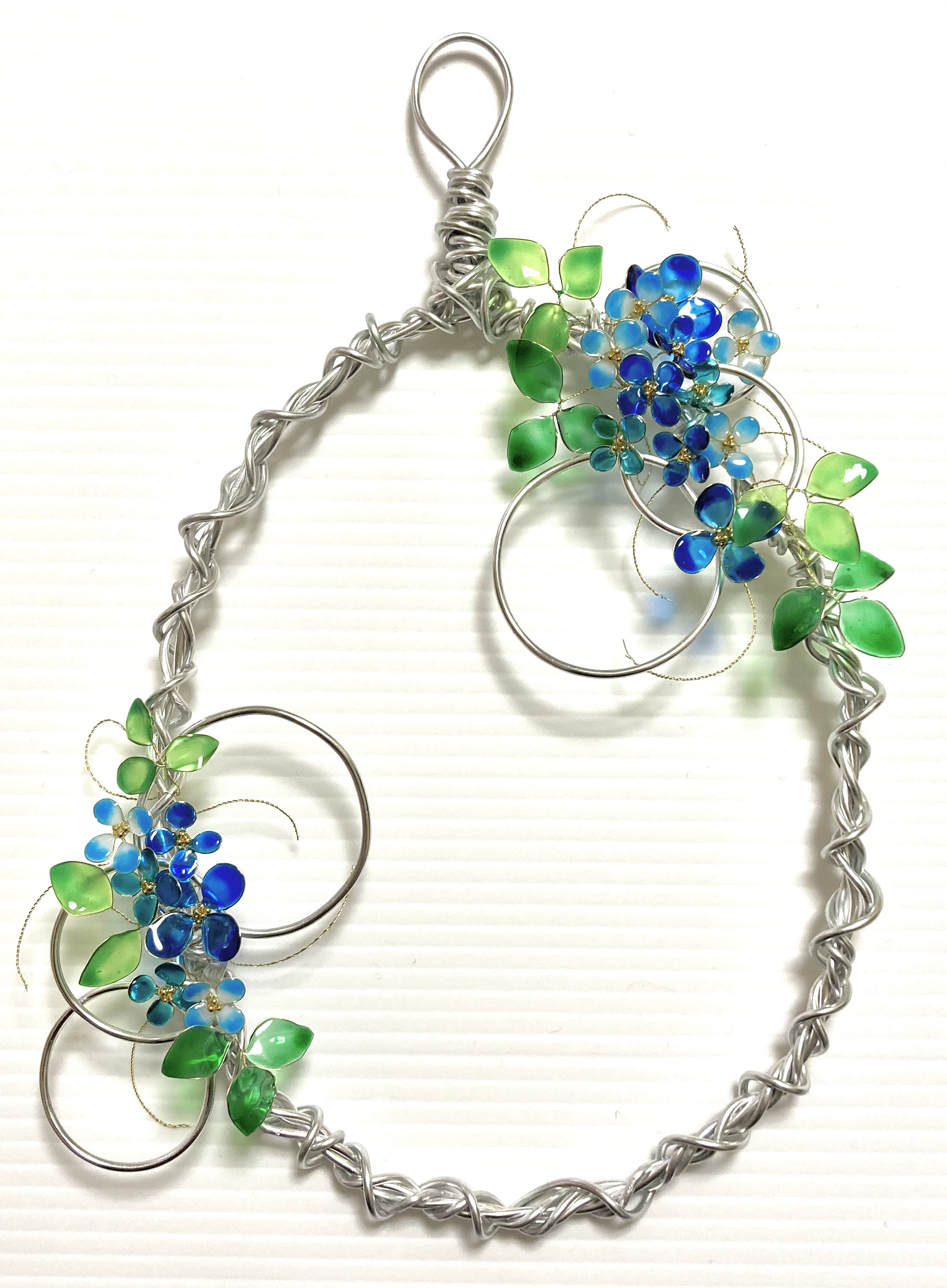 リース　ワイヤーフラワー　アート　アジサイの季節