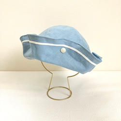 【名入れ対応】王子さまの帽子　おしゃれなマリンコーデ☆ブルーのセーラーハット水兵帽　ベビーキッズ 1枚目の画像