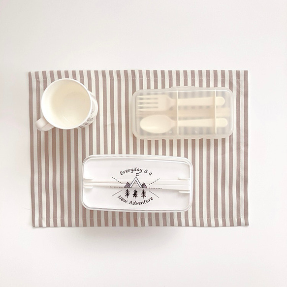 ハンドメイド　ストライプとカラーオックスのランチョンマット　5枚セット ハンドメイド ストライプとカラーオックスのランチョンマット 5枚