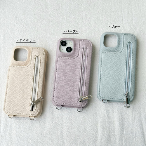 ジップファスナー iphone 16 15 14 13 12 ケース ショルダー
