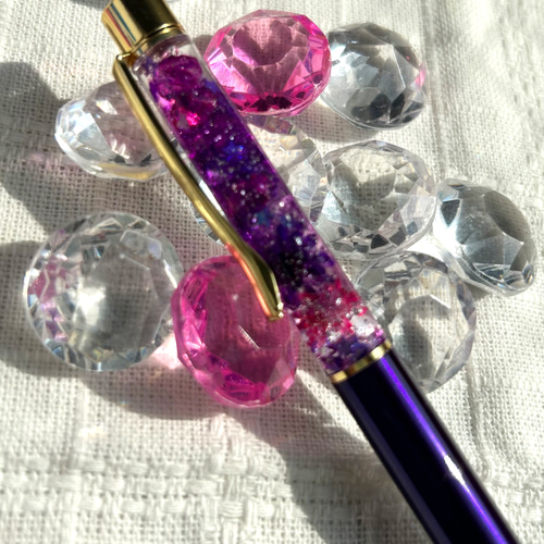 ハーバリウム風レジンボールペン(紫×紫) ペン・筆記用具 青星 通販