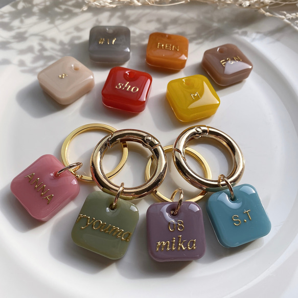 ♡なおページ 名入れチャーム Manキーホルダー14点 名入れ】全10色‼︎/ミニカラフルチャーム キーホルダー キーチャーム