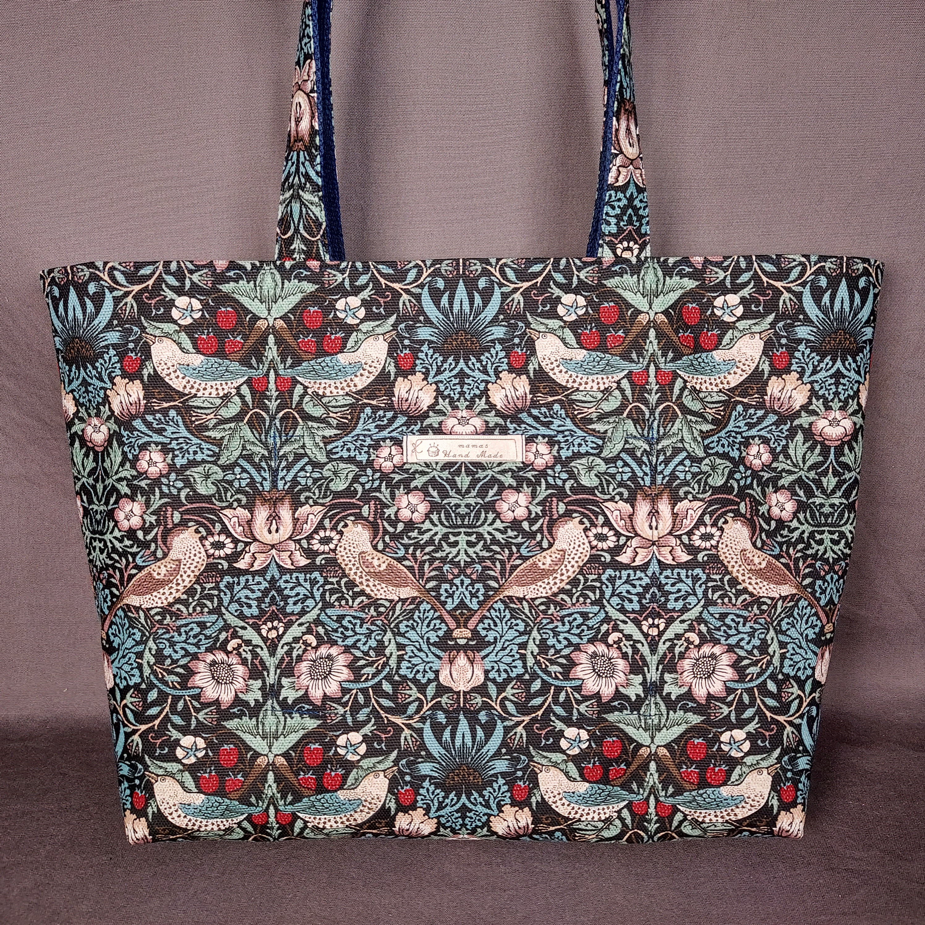 夏・お店屋さん トートバッグ大(ウィリアムモリス＊いちご泥棒 ミント