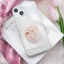 #082 ♥︎送料無料♥︎ 全機種対応　矢車草　ピンク　押し花　スマホケース AQUOS sense 4枚目の画像