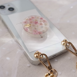 #082 ♥︎送料無料♥︎ 全機種対応　矢車草　ピンク　押し花　スマホケース AQUOS sense 5枚目の画像