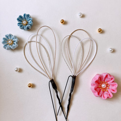 水引Uピン1個☆ちょい足しにも！○つまみ細工 ちりめん細工○かんざし