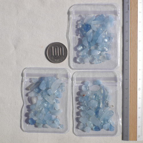 天然石アクアマリン約10g分詰合せ(ブラジル産)約5～15mm透明感さざれ石  