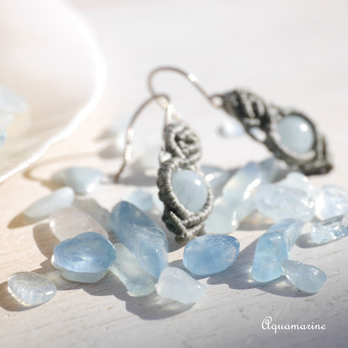 天然石アクアマリン約10g分詰合せ(ブラジル産)約5～15mm透明感さざれ石  