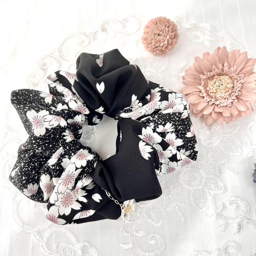 桜柄のキレイな大きめシュシュ シュシュ にこのん 通販 16034280