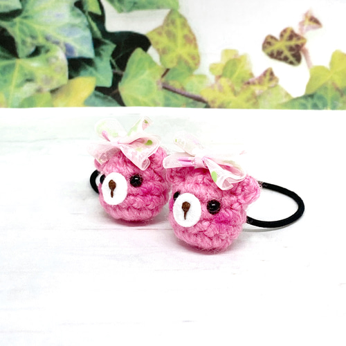 オーガンジーリボン♡くまさん♡ヘアゴム オーガンジーリボン♡くまリボン ヘアゴム の通販 by ＆huit｜ラクマ