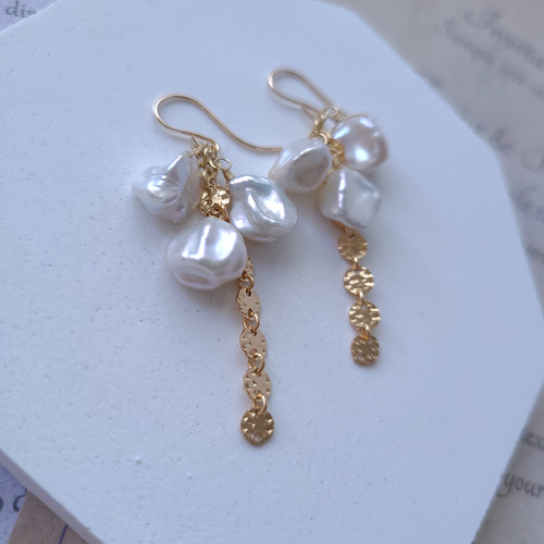 ❃fuwafuwaバロックパール14kgf ピアスBL723ゴールド22㍉ バロックパールピアス S【14金GF】 | Kazaru-Kazaru