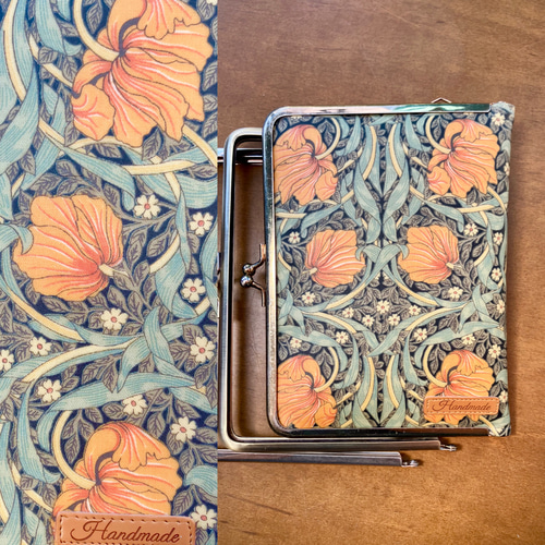 再販3ウィリアムモリスピンパネル(ダークオレンジフラワー)ラミネート