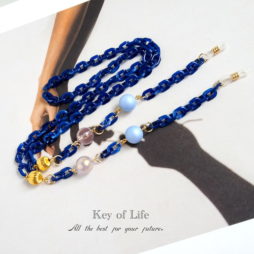 Key of Life▶︎軽量 ネイビー アクリルチェーン メガネチェーン