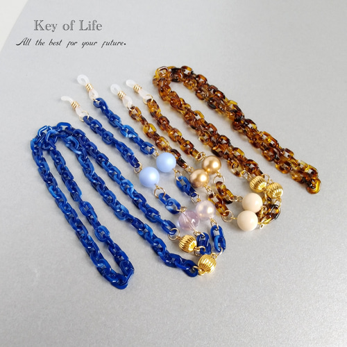Key of Life▶︎軽量 ネイビー アクリルチェーン メガネチェーン