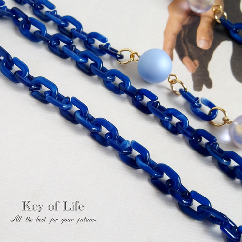 Key of Life▶︎軽量 ネイビー アクリルチェーン メガネチェーン