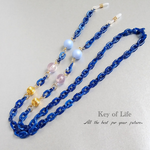 Key of Life▶︎軽量 ネイビー アクリルチェーン メガネチェーン