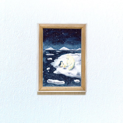 絵画 雪だるまとペンギン 2 A4サイズ 原画 額縁無し - メルカリ