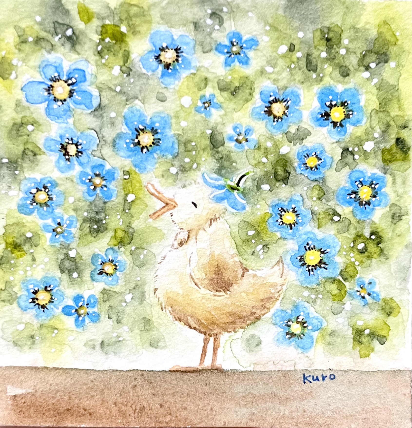 水彩画原画　白樺林　＃607 水彩画原画 白樺林 ＃607