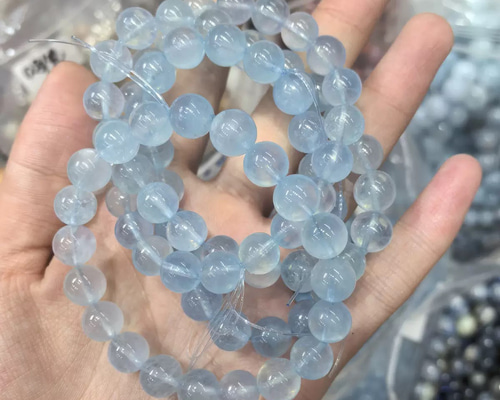 人気カラーの 天然石 瑞々しいアクアマリン 7⁺～10⁺㎜ クリア透き通った美しさ アクセサリー