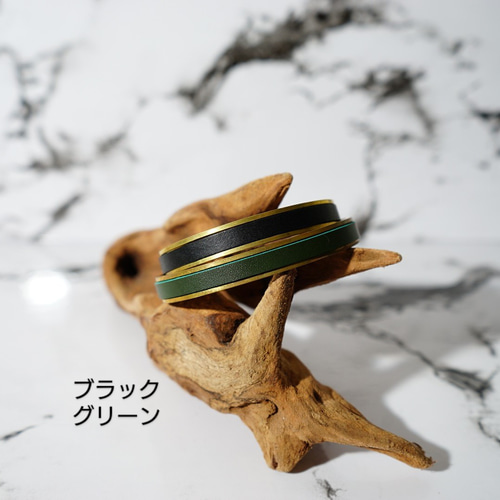 レザー×真鍮バングル 真鍮レザーバングル レザー真鍮バングル レザー