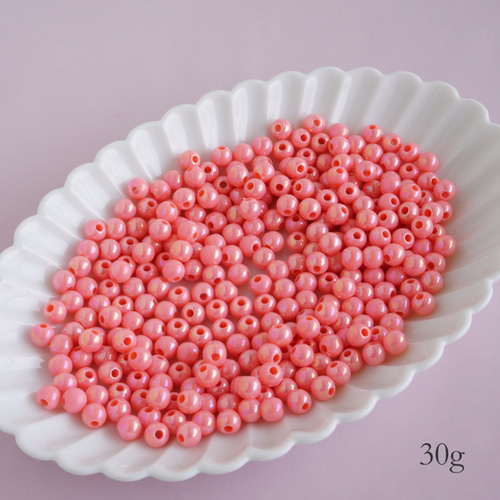 30g】6mm アクリルラウンドビーズ ピンク オーロラカラー ☆009 ビーズ 